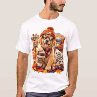 Cosy Fall Golden Retriever Pumpkin Spice T-Shirt
