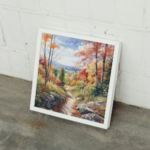 Cosy Fall In Vermont Forest Watercolor Art Poster