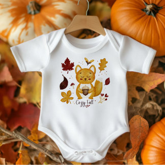 Cosy Fall Kawaii Squirrel Baby Bodysuit