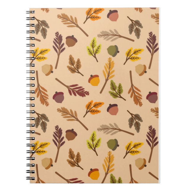 Cosy Fall Leaves & Acorns Notebook (Front)
