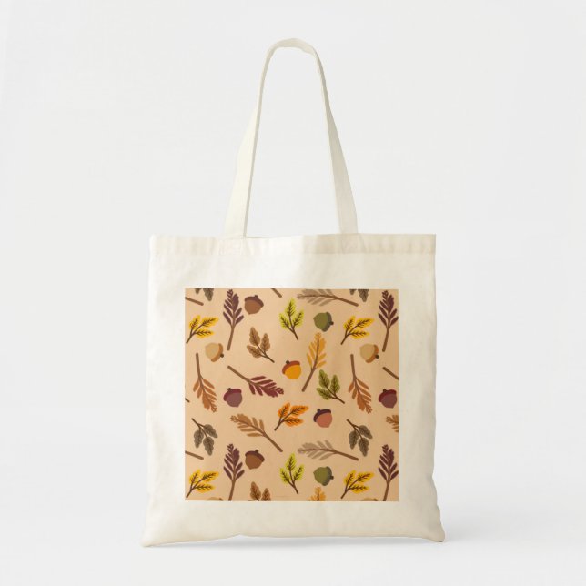 Cosy Fall Leaves & Acorns Tote Bag (Front)