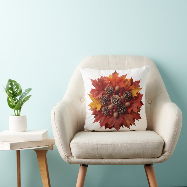 Cosy Fall Leaves | Decorative Throw Pillow (Chair)