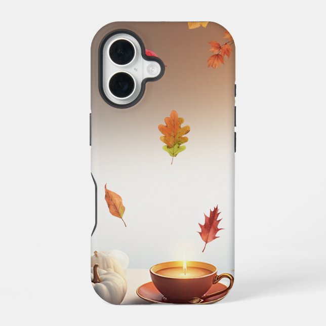 Cosy Fall Mood – Minimal Autumn Coffee Design iPhone 16 Case (Back)