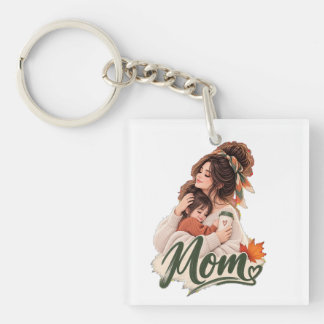 Cosy Fall Mum & baby  kids  Autumn Love Key Ring