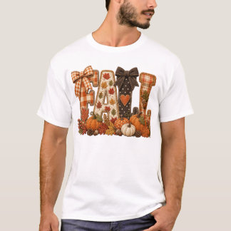 Cosy Fall Patchwork Letters Shirt Rustic Autumn