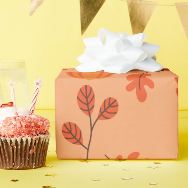 Cosy Fall Seamless Wrapping Paper with Leaves (Birthday Party)