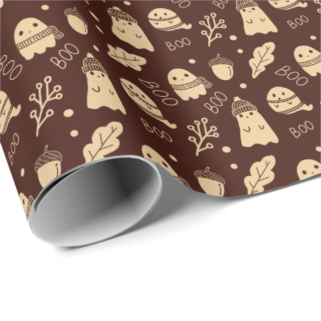Cosy Fall Spooky Ghosts Wrapping Paper (Roll Corner)