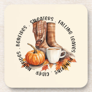 Cosy Fall Vibes – Boots, Pumpkin Spice, Bonfires Coaster