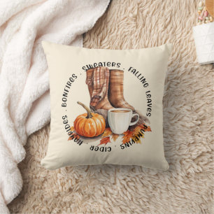 Cosy Fall Vibes – Boots, Pumpkin Spice, Bonfires Cushion