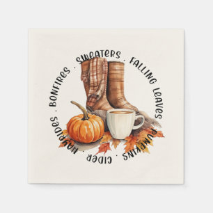Cosy Fall Vibes – Boots, Pumpkin Spice, Bonfires Napkin