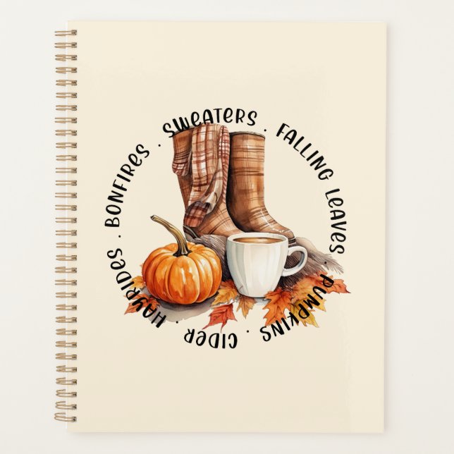 Cosy Fall Vibes – Boots, Pumpkin Spice, Bonfires Planner (Front)