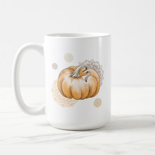 Cosy Fall Vibes in Every Sip - Boho Pumpkin Mug (Left)