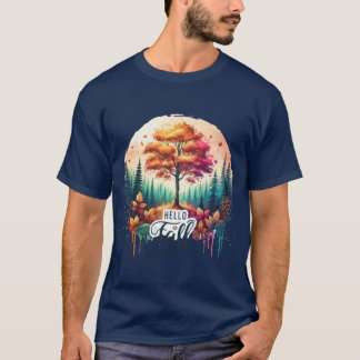 Cosy Fall Vibes Watercolor Pumpkins Autumn Flowers T-Shirt