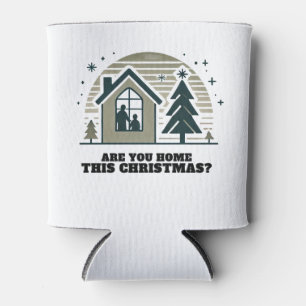 Cosy Family Christmas Home Scene Decor Art Can Cooler
