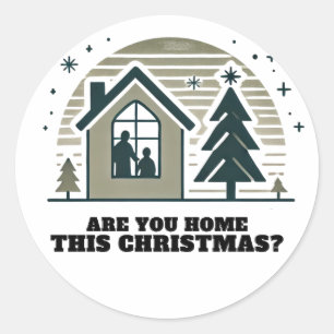 Cosy Family Christmas Home Scene Decor Art Classic Round Sticker