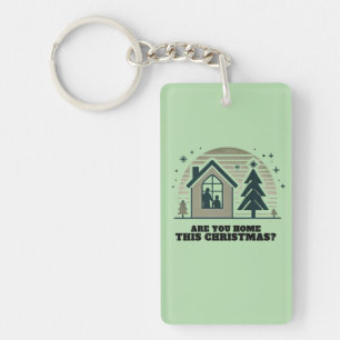 Cosy Family Christmas Home Scene Decor Art Key Ring