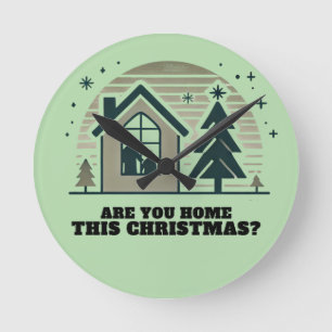 Cosy Family Christmas Home Scene Decor Art Round Clock