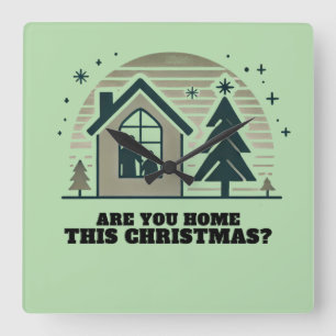 Cosy Family Christmas Home Scene Decor Art Square Wall Clock
