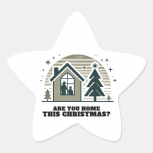 Cosy Family Christmas Home Scene Decor Art Star Sticker
