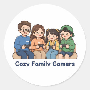 Cosy Family Gamers Sticker - Family Gift