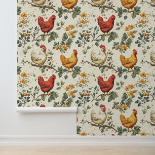 Cosy farm-inspired chicken decor for dining spaces wallpaper