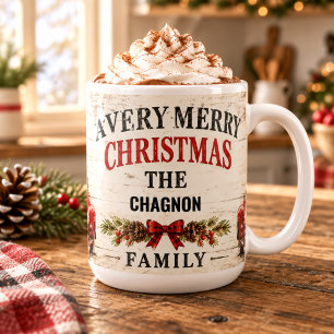Cosy Farmhouse Personalised Christmas Coffee Mug