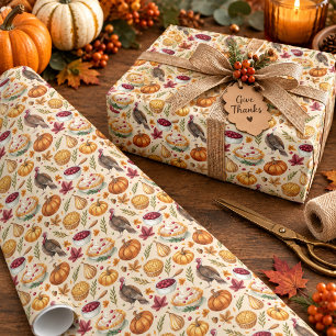 Cosy Farmhouse Thanksgiving Harvest Pattern Wrapping Paper