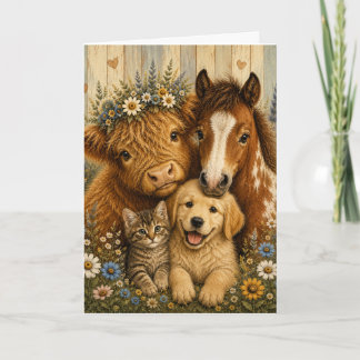 Cosy Farmyard Companions Card