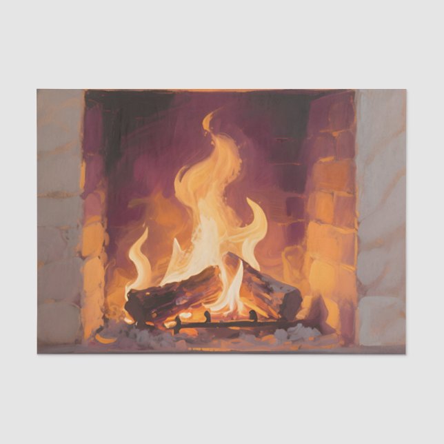 Cosy Fireplace Flames Tissue Paper (Front)