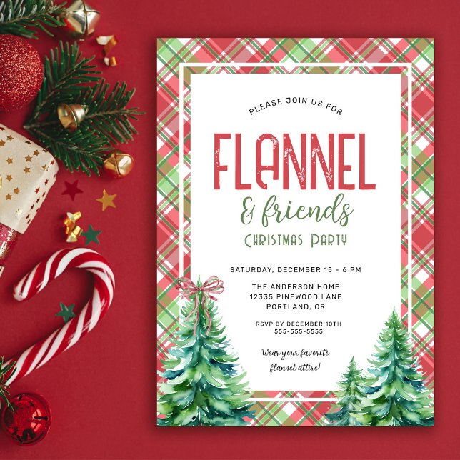Cosy Flannel and Friends Christmas Party Invitation (Creator Uploaded)