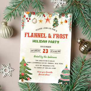 Cosy Flannel and Frost Christmas Holiday Party Invitation