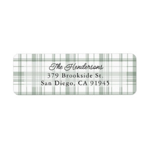 Cosy Flannel Plaid Christmas Address Label - Green Return Address Label