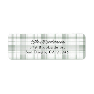 Cosy Flannel Plaid Christmas Address Label - Green Return Address Label