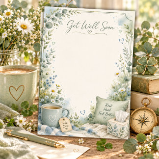 Cosy Floral Get Well Soon Comfort Cottagecore  Thank You Card