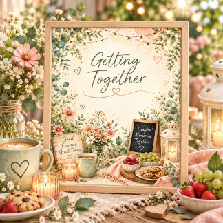 Cosy Floral Getting Together Gathering Cottagecore Thank You Card
