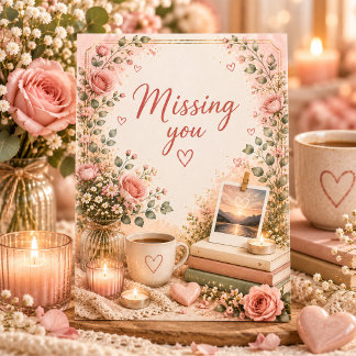 Cosy Floral Missing You Long Distance Cottagecore Thank You Card