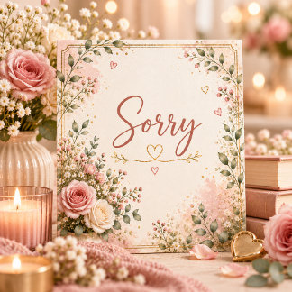 Cosy Floral Sorry Apology Cottagecore Greeting Thank You Card