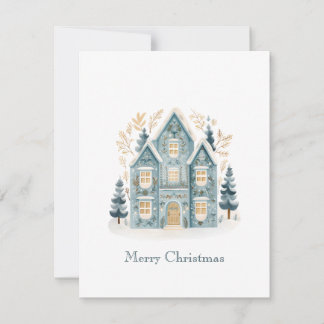 Cosy Folk Art Holiday Houses Flat Holiday Card