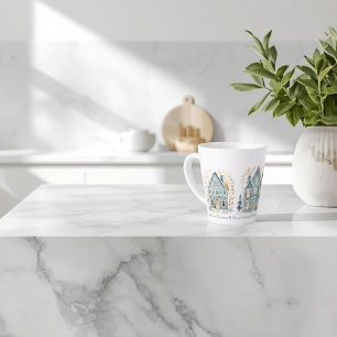 Cosy Folk Art Holiday Houses Latte Mug