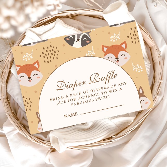 Cosy Forest Animals Diapper Raffle Enclosure Card (Creator Uploaded)