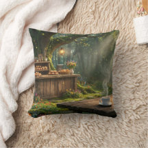 Cosy Forest Bakery Throw Pillow