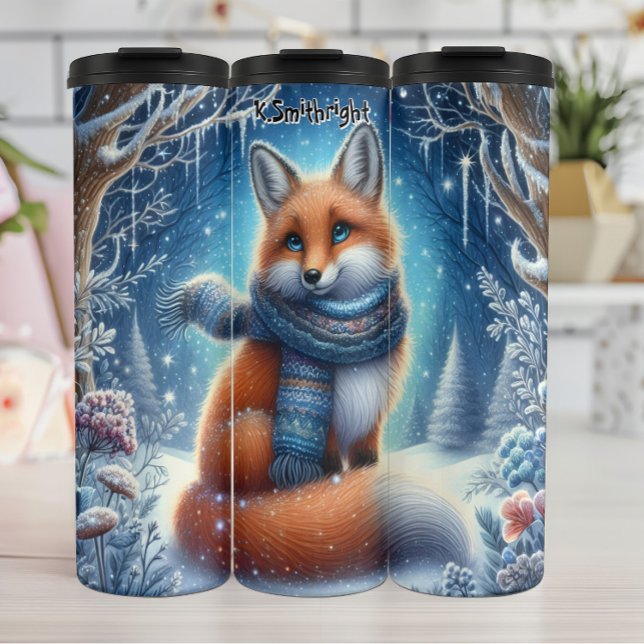 Cosy Fox in a Snowy Forest Thermal Tumbler (Creator Uploaded)