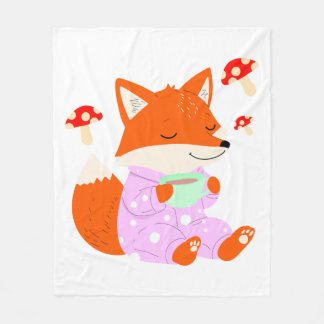 Cosy Fox in Pyjamas Kids Blanket