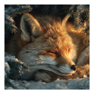 Cosy Fox in Snow Photo Print