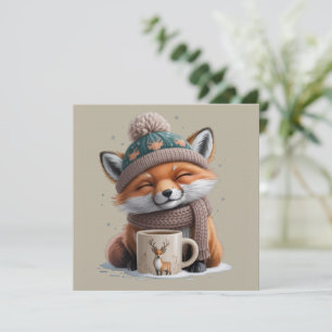 Cosy Fox Winter Season Animal Coffee Holiday Invitation