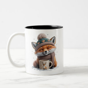 Cosy Fox Winter Season Animal Coffee Holiday Two-Tone Coffee Mug