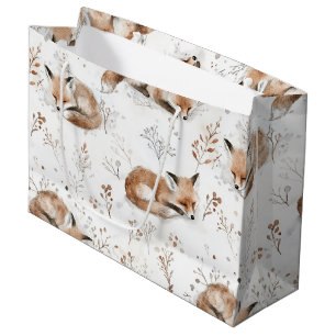 Cosy Foxes Animals Christmas Large Gift Bag