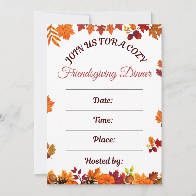 Cosy Friendsgiving Dinner Art Invitation (Front)
