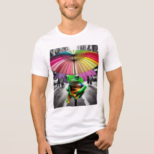 "Cosy Frog Chilling Under an Umbrella  Tri-Blend Shirt