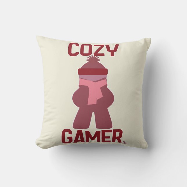 Cosy Gamer Fun Boardgame Meeple Gaming Life Cushion (Front)